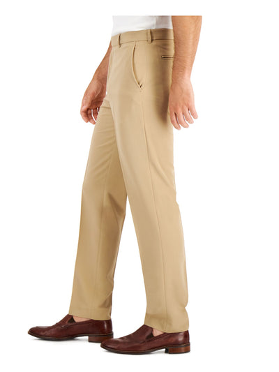 NAUTICA Mens Beige Flat Front, Straight Leg Regular Fit Pants W40/ L32