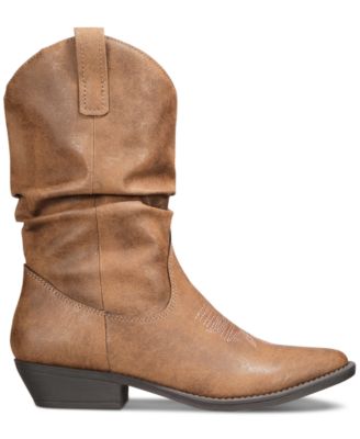 STYLE & COMPANY Womens Brown Ruched Comfort Dannaa Almond Toe Block Heel Western Boot 7.5 M