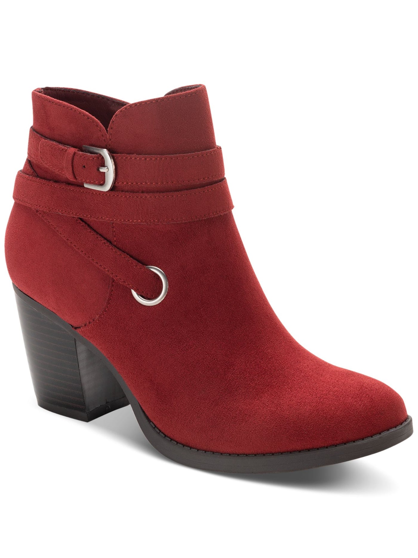 STYLE & COMPANY Womens Red Breathable Wrap-Around Buckled Straps Cushioned Slip Resistant Zolaa Round Toe Block Heel Zip-Up Booties 11 M