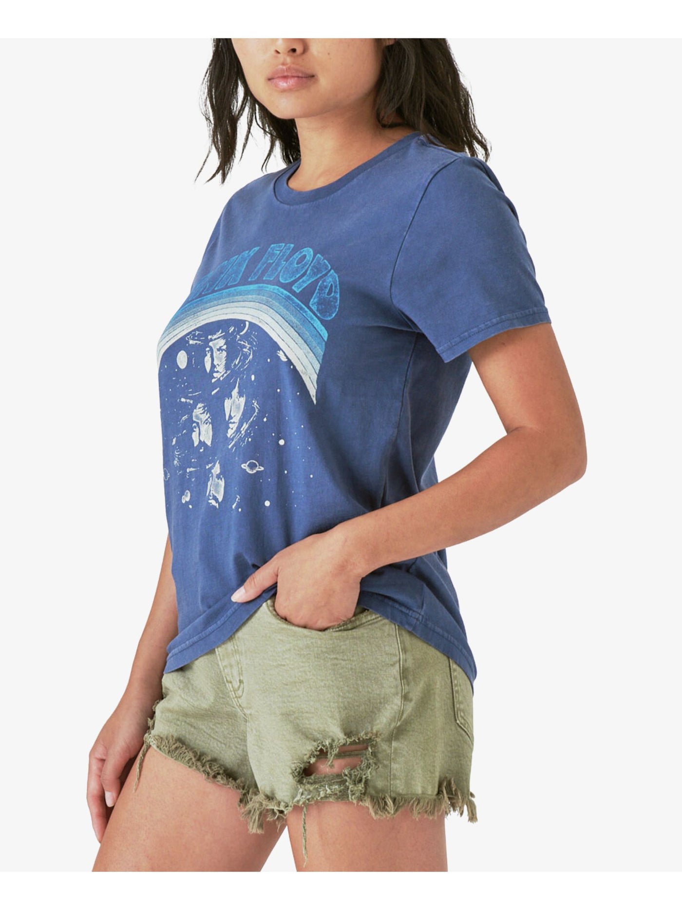 LUCKY BRAND Womens Navy Graphic Short Sleeve Crew Neck T-Shirt M