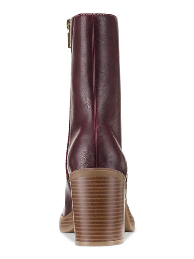 SUN STONE Womens Wine Burgundy Goring Padded Denverr Square Toe Block Heel Zip-Up Heeled Boots 9.5 M