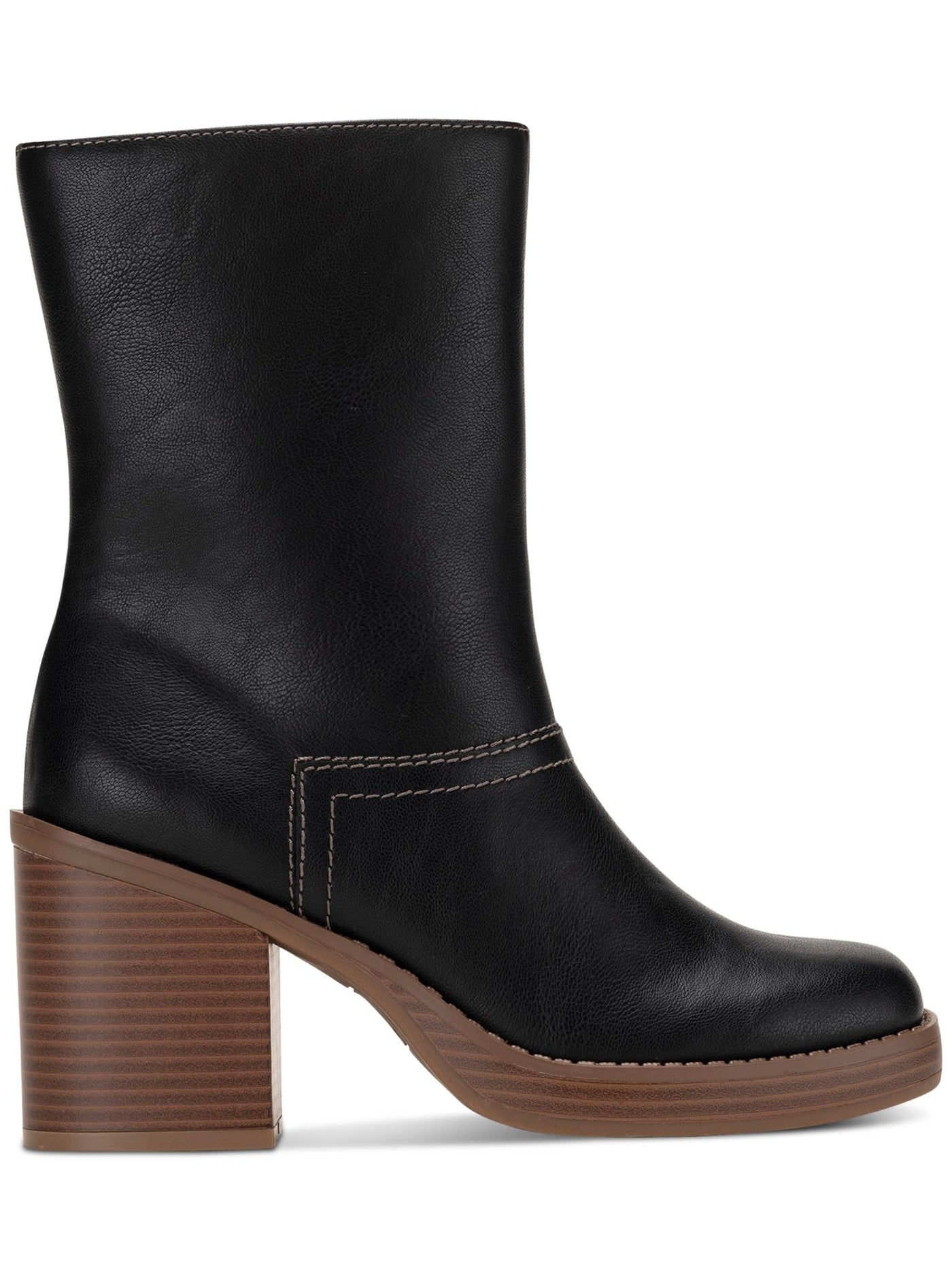 SUN STONE Womens Black Cushioned Goring Denverr Square Toe Block Heel Zip-Up Booties 6.5 M