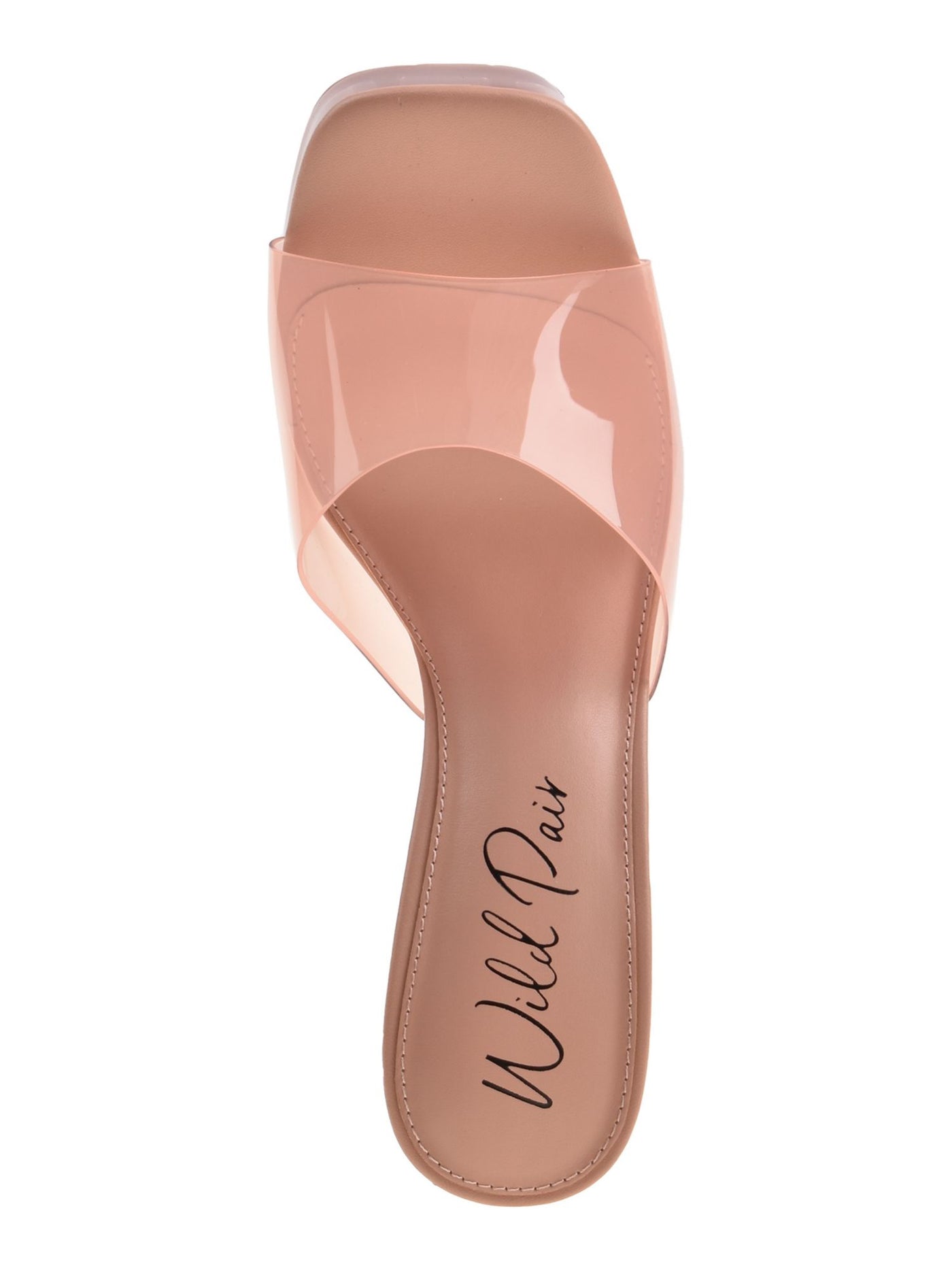 WILD PAIR Womens Pink Translucent 1" Platform Padded Slip Resistant Regeena Square Toe Flare Slip On Dress Heeled Sandal 10 M
