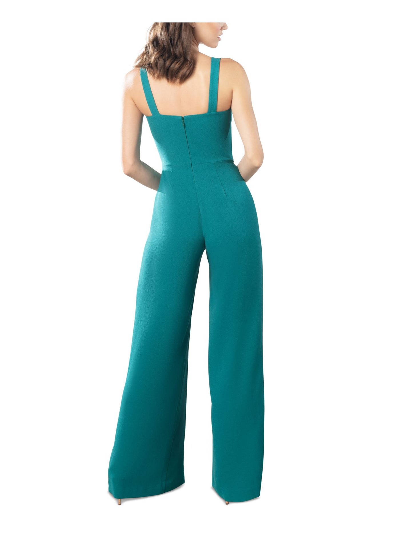 DRESS THE POPULATION Womens Teal Zippered Sleeveless Sweetheart Neckline Party Wide Leg Jumpsuit S