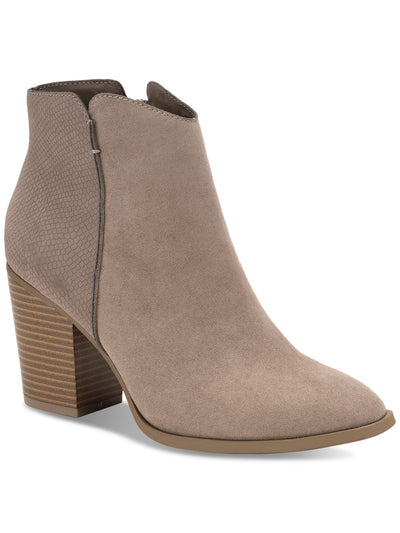 SUN STONE Womens Beige Cushioned Graceyy Round Toe Block Heel Zip-Up Booties 5.5 M