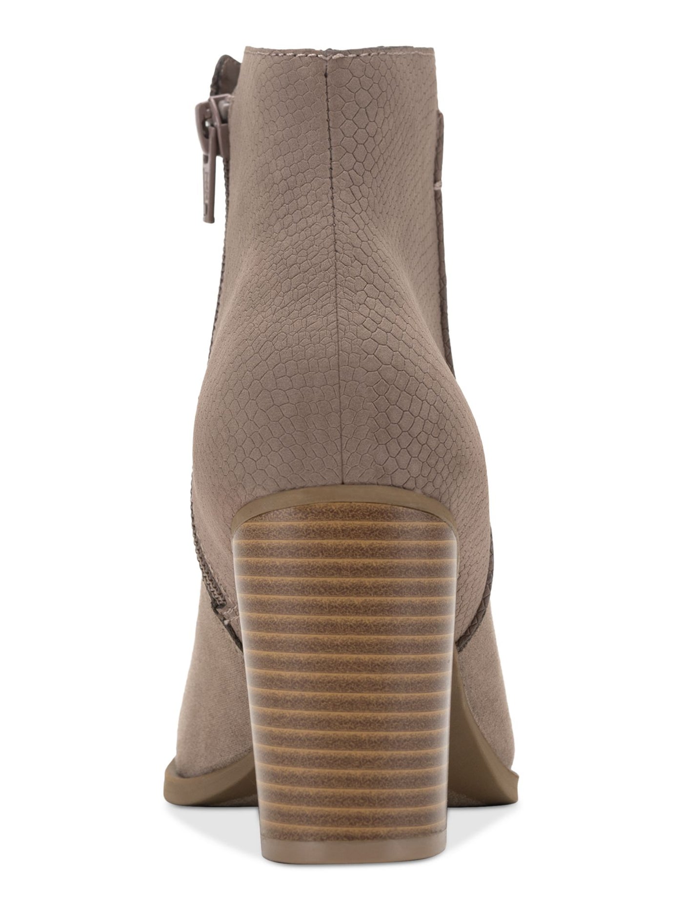 SUN STONE Womens Beige Cushioned Graceyy Round Toe Block Heel Zip-Up Booties 5.5 M
