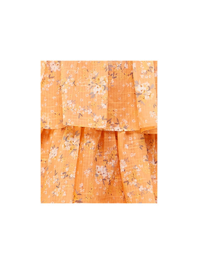 CITY STUDIO Womens Orange Ruffled Tiered Skirt Lined Floral Sleeveless Sweetheart Neckline Short Fit + Flare Dress Juniors XL