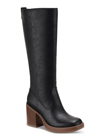 SUN STONE Womens Black Aiimee Round Toe Block Heel Zip-Up Riding Boot 9.5 M