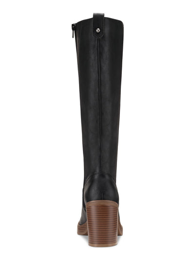 SUN STONE Womens Black Aiimee Round Toe Block Heel Zip-Up Riding Boot 9.5 M