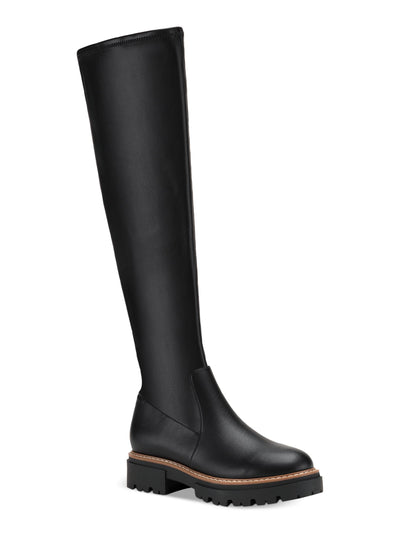 SUN STONE Womens Black Comfort Jacksonn Round Toe Block Heel Zip-Up Riding Boot 5.5 M