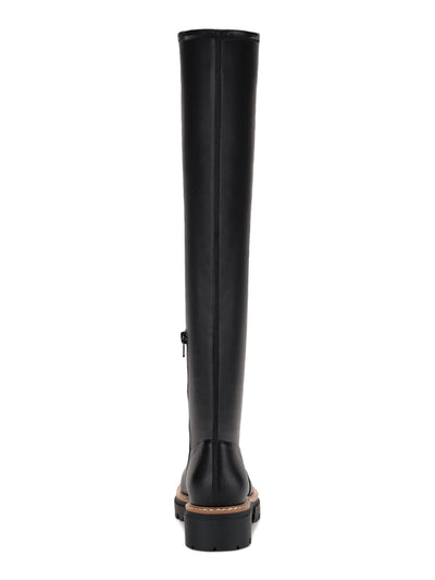 SUN STONE Womens Black Comfort Jacksonn Round Toe Block Heel Zip-Up Riding Boot 7.5 M