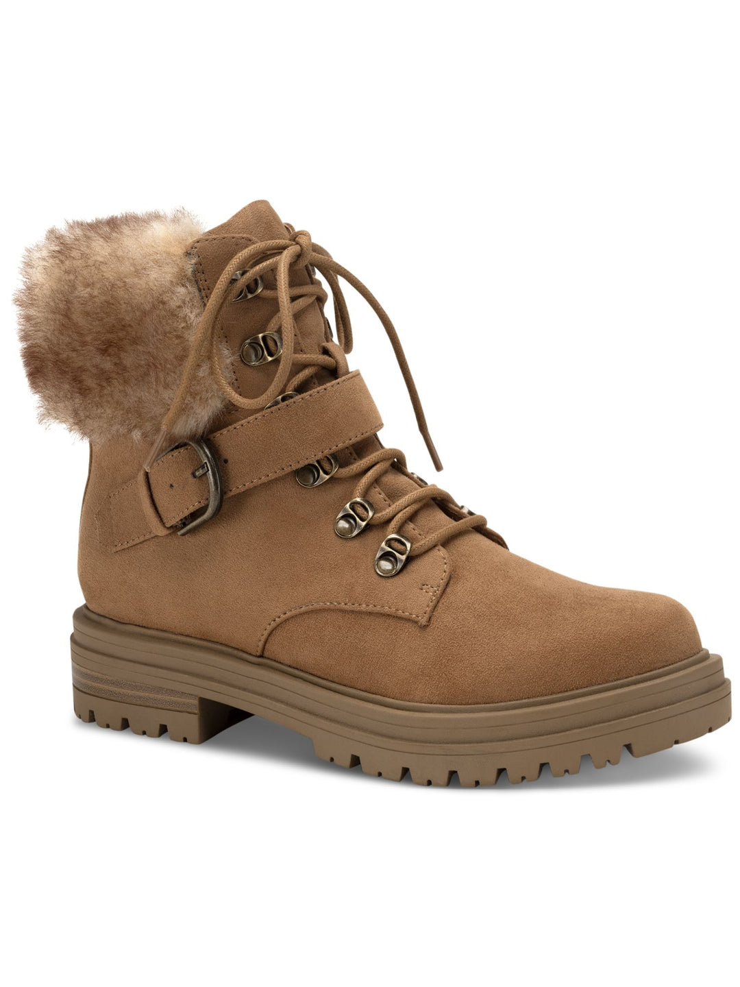 SUN STONE Womens Brown 1 Stylish Brown Fur-Accent Women\'s Platform Shoes main image 0