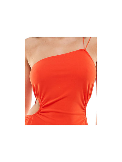 SPEECHLESS Womens Orange Sleeveless Asymmetrical Neckline Above The Knee Party Sheath Dress Juniors XL