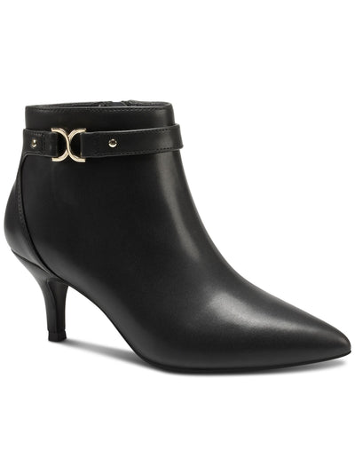 CHARTER CLUB Womens Black Padded Buckle Accent Ulyssa Pointed Toe Stiletto Zip-Up Dress Booties 9 M