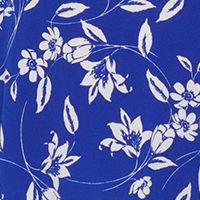 JESSICA HOWARD Womens Blue Zippered Pleated Tie Waist Handkerchief Hem Floral Elbow Sleeve Surplice Neckline Tea-Length Fit + Flare Dress