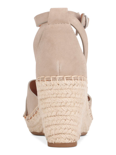 GENTLE SOULS KENNETH COLE Womens Beige Adjustable Ankle Strap Charli Peep Toe Wedge Buckle Leather Espadrille Shoes 11 M