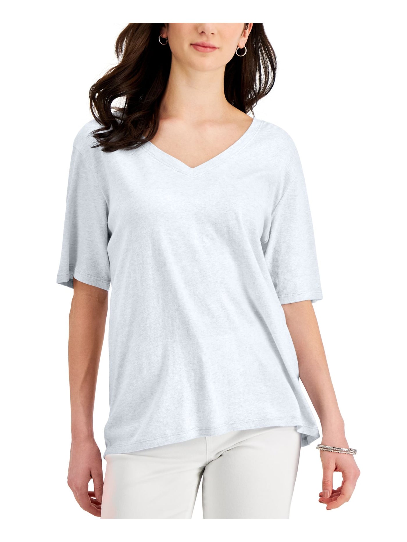 STYLE & COMPANY Womens White Short Sleeve V Neck T-Shirt XXL