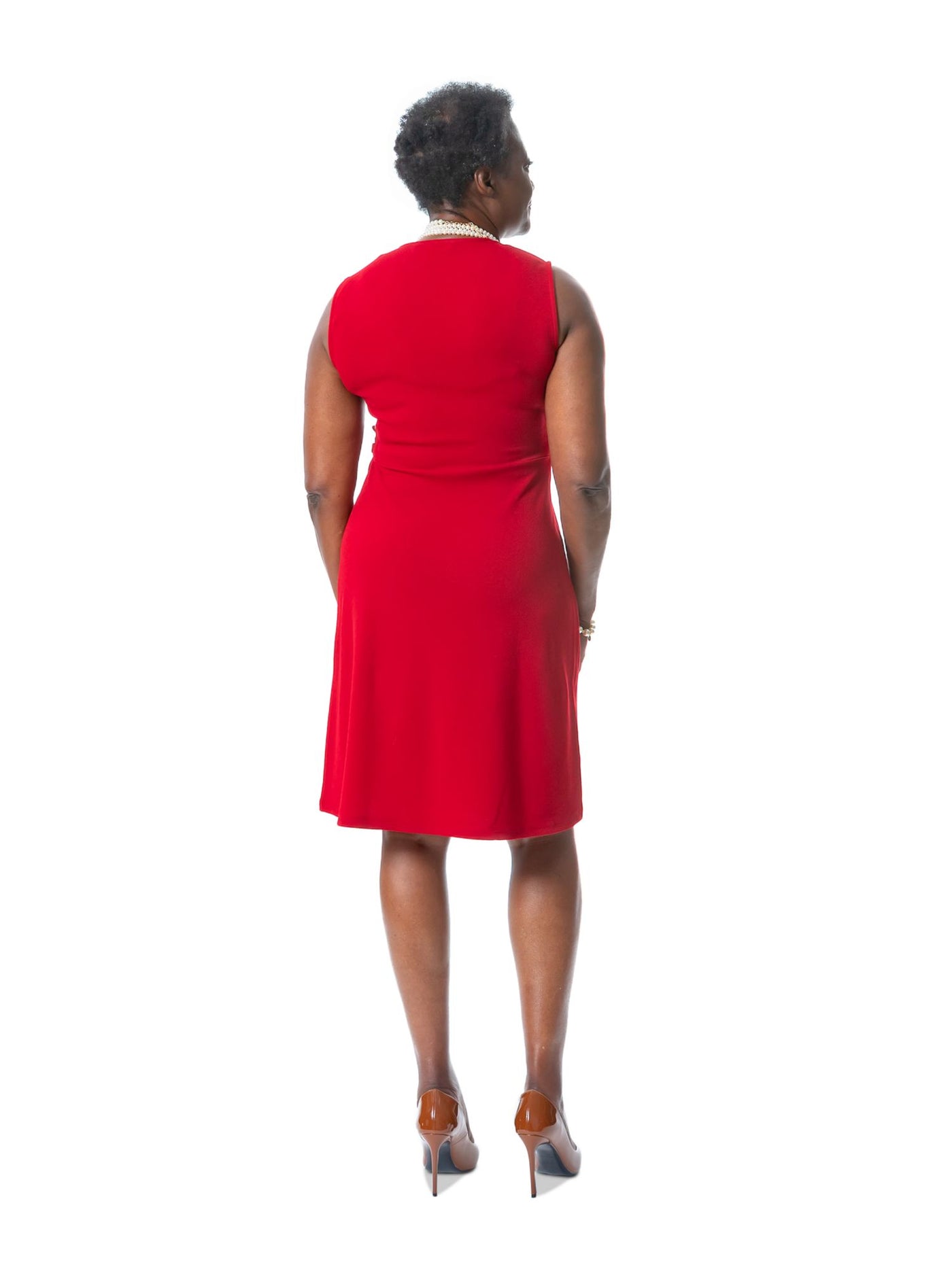 KASPER DRESS Womens Red Textured Unlined Pullover Tie Belt Color Block Sleeveless Surplice Neckline Knee Length Faux Wrap Dress XXL