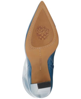 VINCE CAMUTO Womens Blue Padded Membidi Pointed Toe Cone Heel Zip-Up Leather Dress Booties M