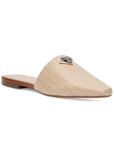 MATEO BY INC Womens Beige Woven Goring The Negril Square Toe Slip On Mules 9.5 M