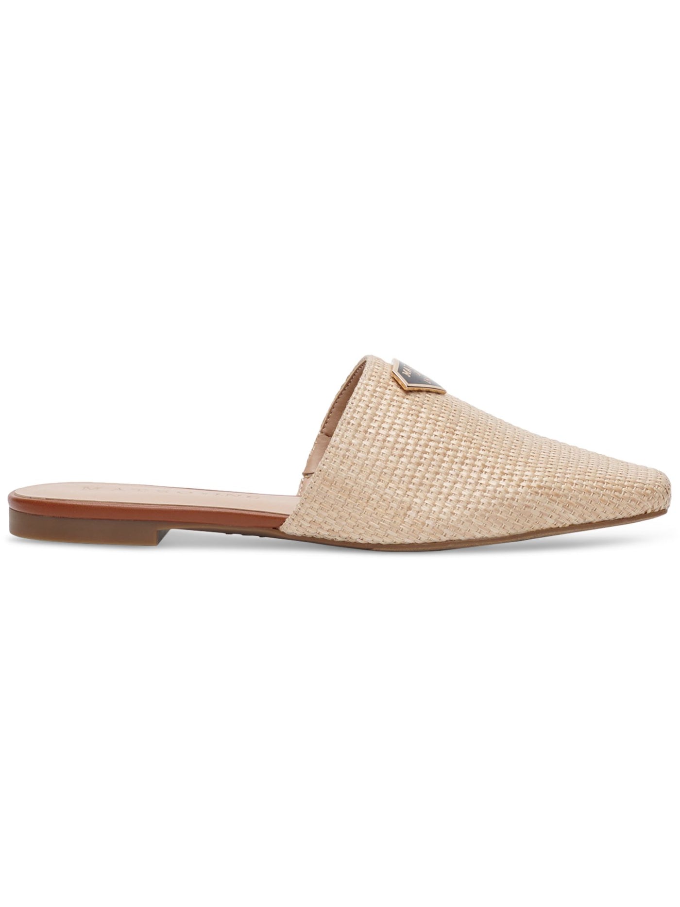 MATEO BY INC Womens Beige Woven Goring The Negril Square Toe Slip On Mules 9.5 M