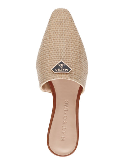 MATEO BY INC Womens Beige Woven Goring The Negril Square Toe Slip On Mules 5 M