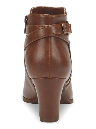 CHARTER CLUB Womens Brown Buckle Accent Comfort Pixxy Almond Toe Block Heel Zip-Up Dress Booties 9.5 M
