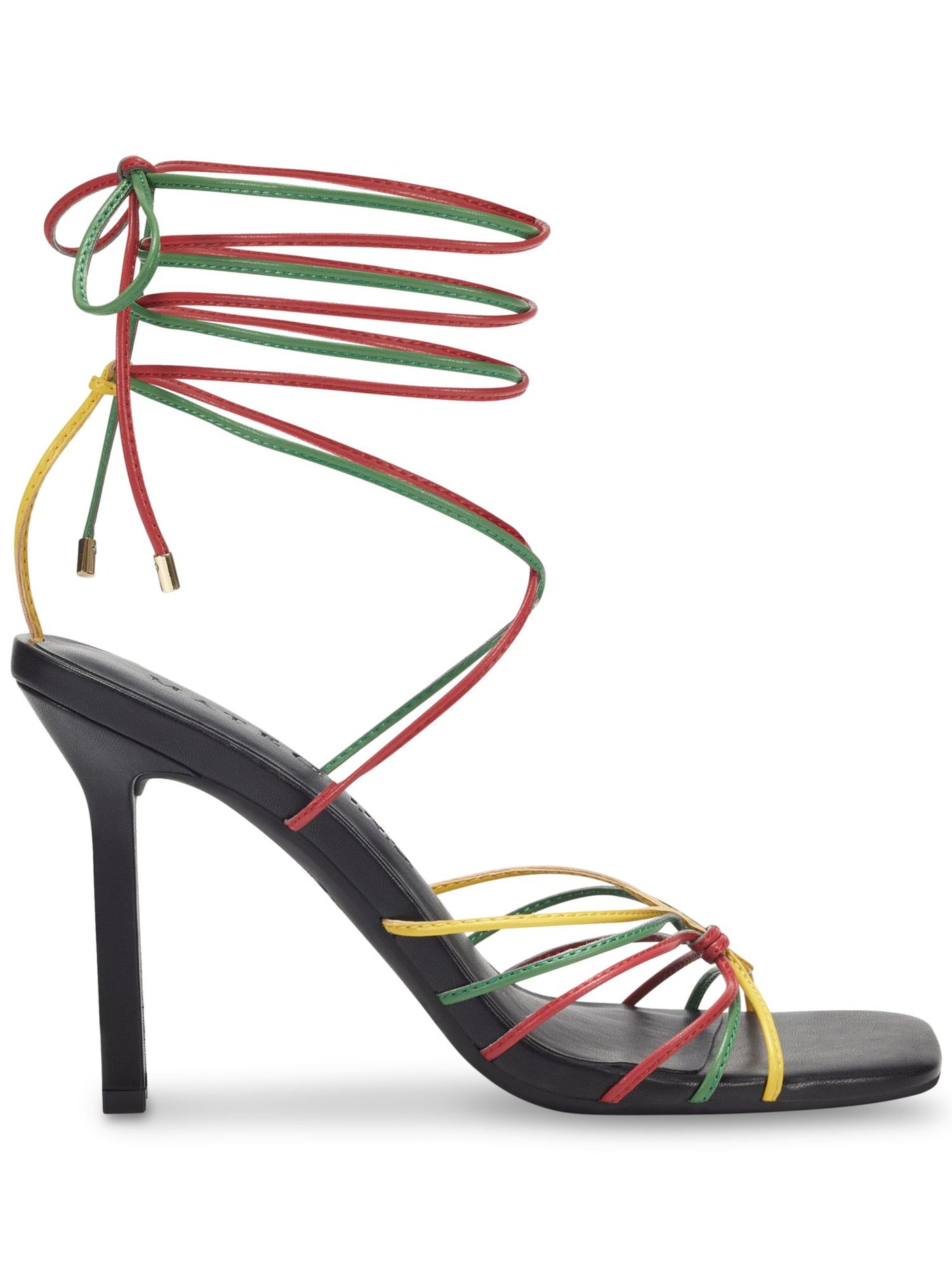 MATEO BY INC Womens Black Comfort Strappy Reggae Square Toe Stiletto Lace-Up Heeled Sandal 6 M