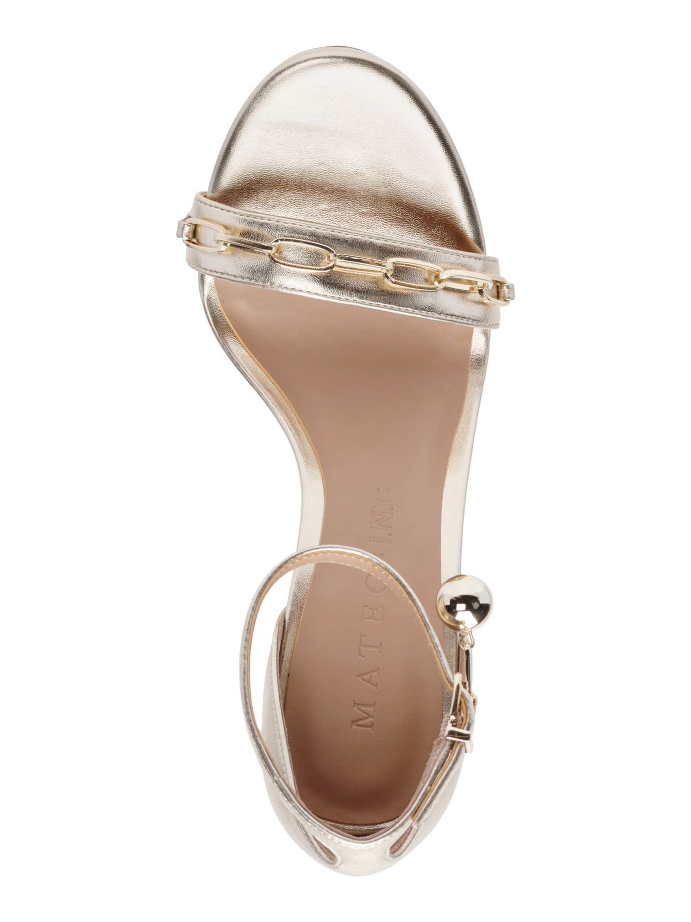 INC Womens Gold Paper Clip Chain Open Toe Stiletto Buckle Dress Heeled Sandal 6 M