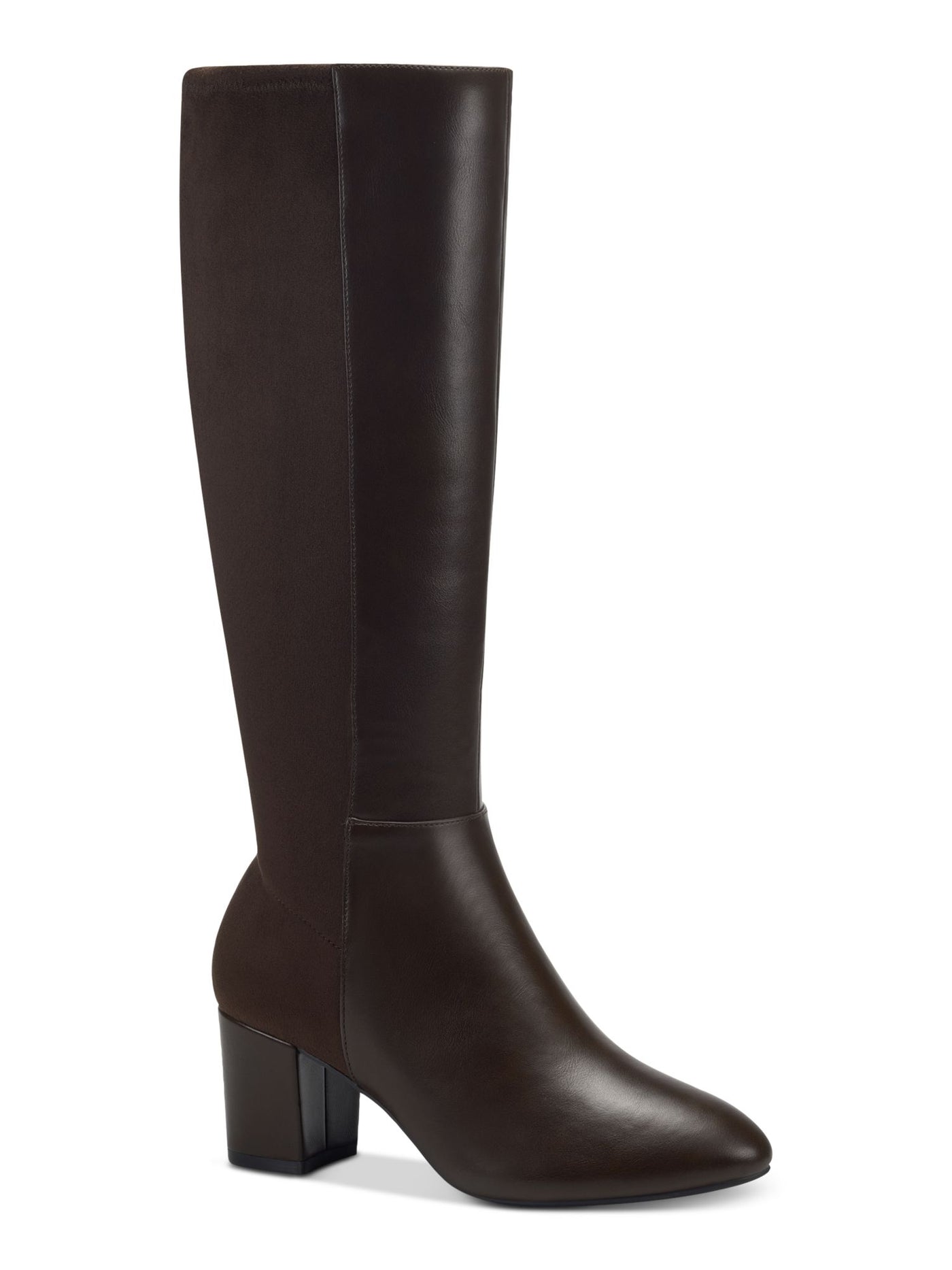 CHARTER CLUB Womens Chocolate Black Mixed Media Cushioned Sacaria Almond Toe Block Heel Zip-Up Dress Boots 5 M