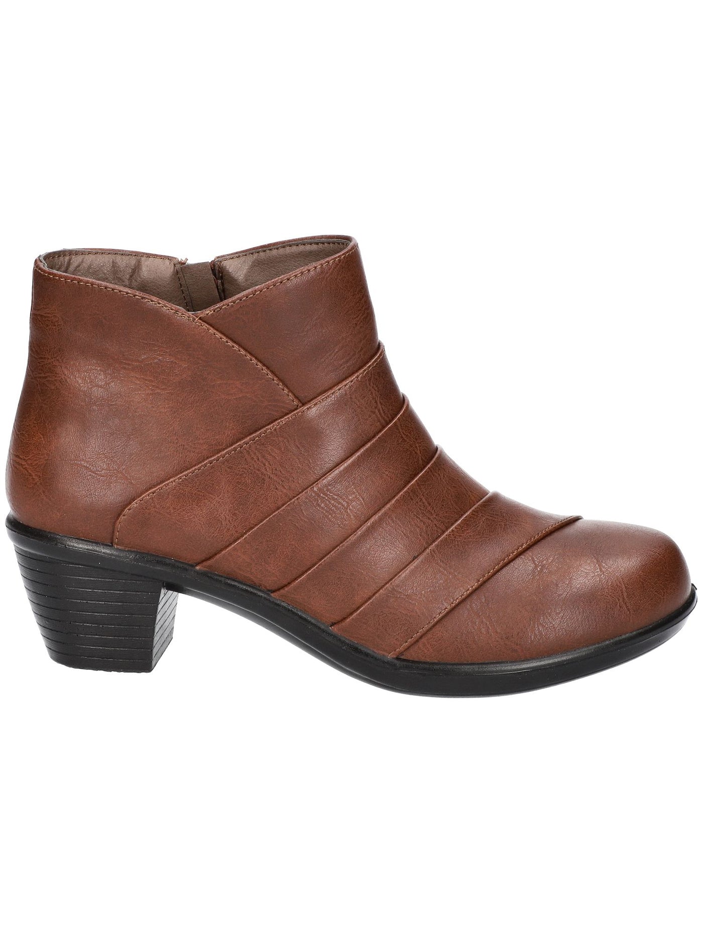 COMO BLU Womens Brown Lightweight Sonya Round Toe Block Heel Zip-Up Booties 10 W