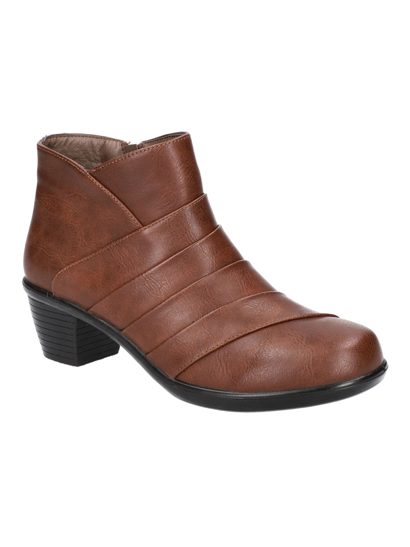 COMO BLU Womens Brown Lightweight Sonya Round Toe Block Heel Zip-Up Booties 10 W