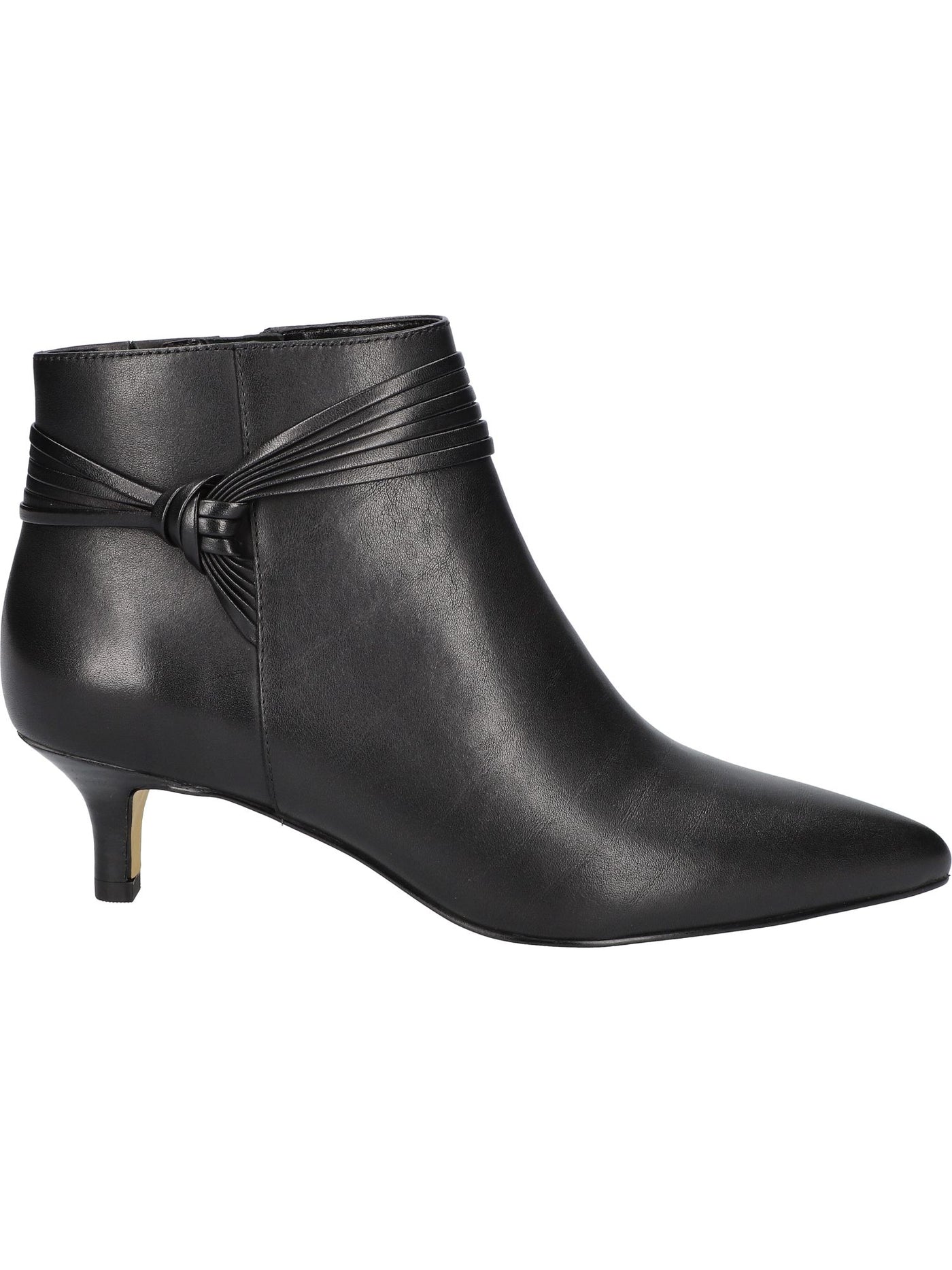 BELLA VITA Womens Black Knotted Ankle Strap Padded Goring Jani Pointed Toe Kitten Heel Zip-Up Leather Dress Booties 9 M