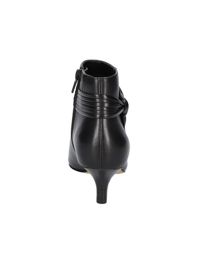 BELLA VITA Womens Black Knotted Ankle Strap Padded Goring Jani Pointed Toe Kitten Heel Zip-Up Leather Dress Booties 9 M