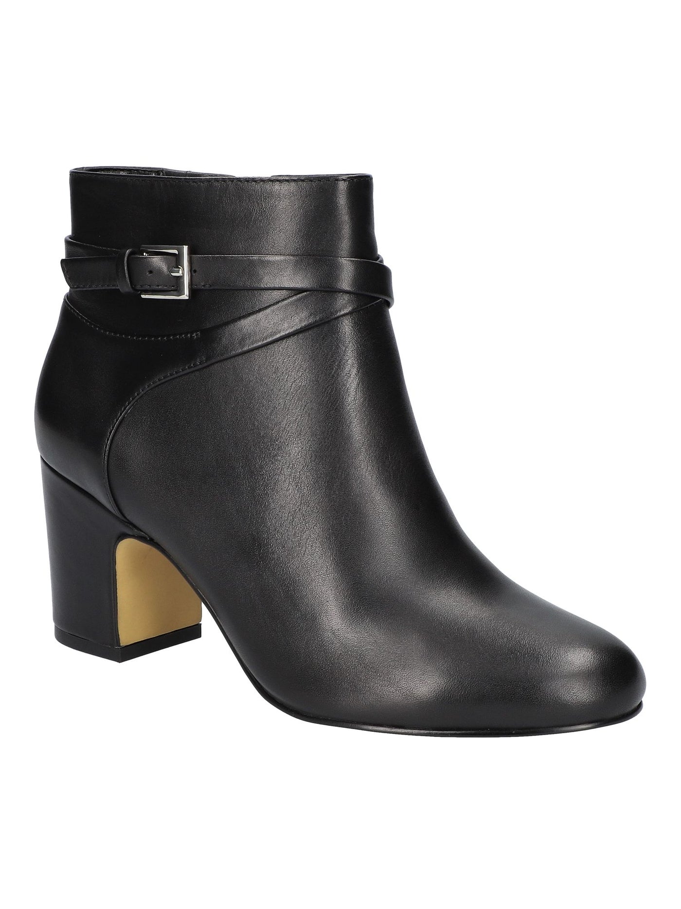 BELLA VITA Womens Black Buckle Accent Padded Arlette Round Toe Block Heel Zip-Up Leather Dress Booties 8 N