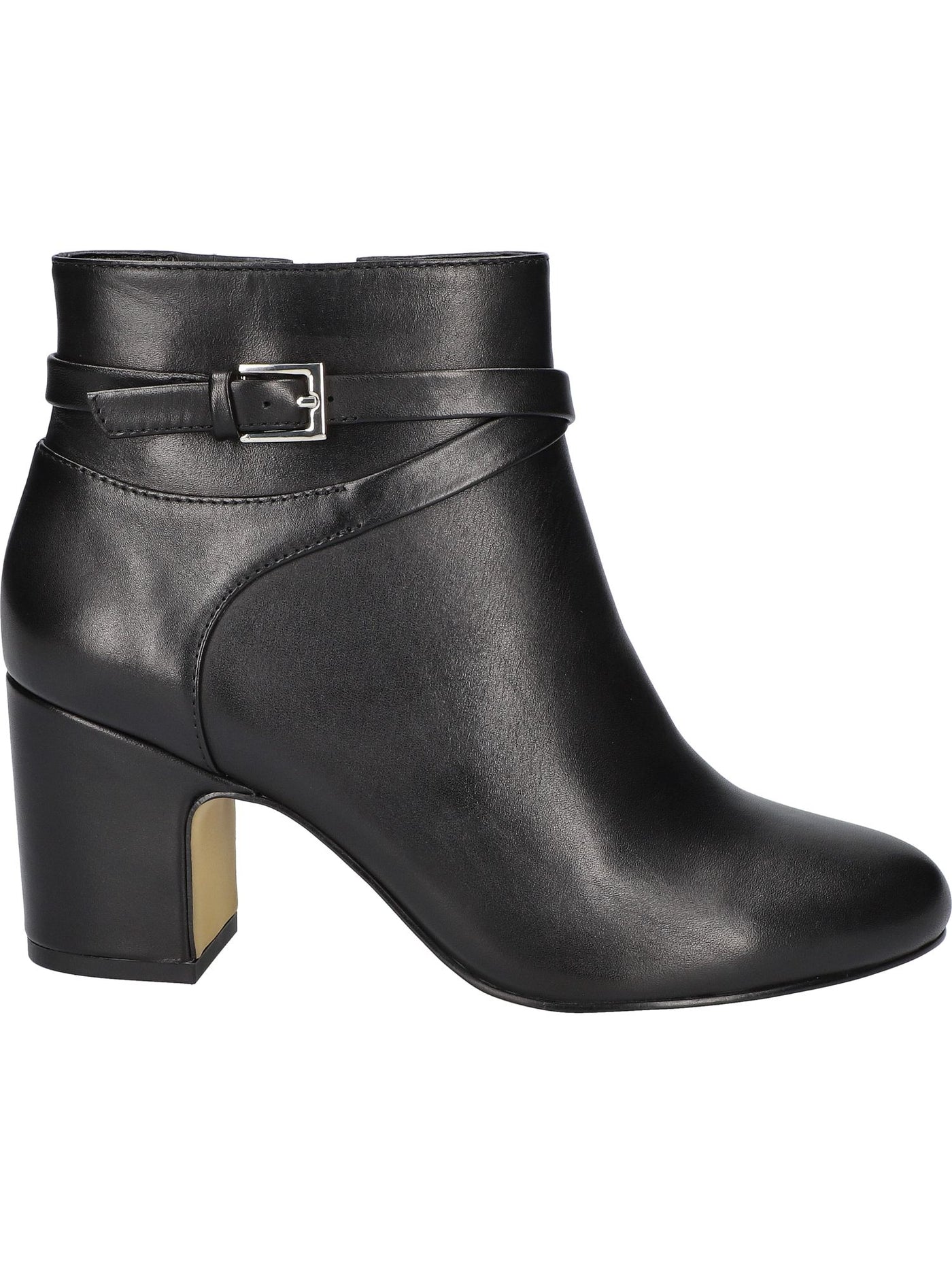 BELLA VITA Womens Black Buckle Accent Padded Arlette Round Toe Block Heel Zip-Up Leather Dress Booties 8 N