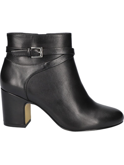 BELLA VITA Womens Black Buckle Accent Padded Arlette Round Toe Block Heel Zip-Up Leather Dress Booties 8 N