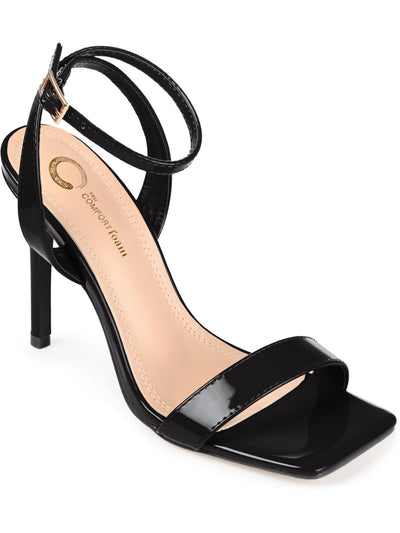 JOURNEE COLLECTION Womens Black Ankle Wrap Padded Dorian Square Toe Stiletto Buckle Dress Heeled Sandal 9.5