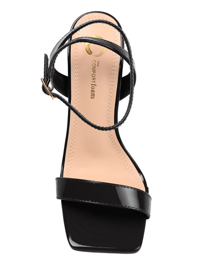 JOURNEE COLLECTION Womens Black Ankle Wrap Padded Dorian Square Toe Stiletto Buckle Dress Heeled Sandal 9.5