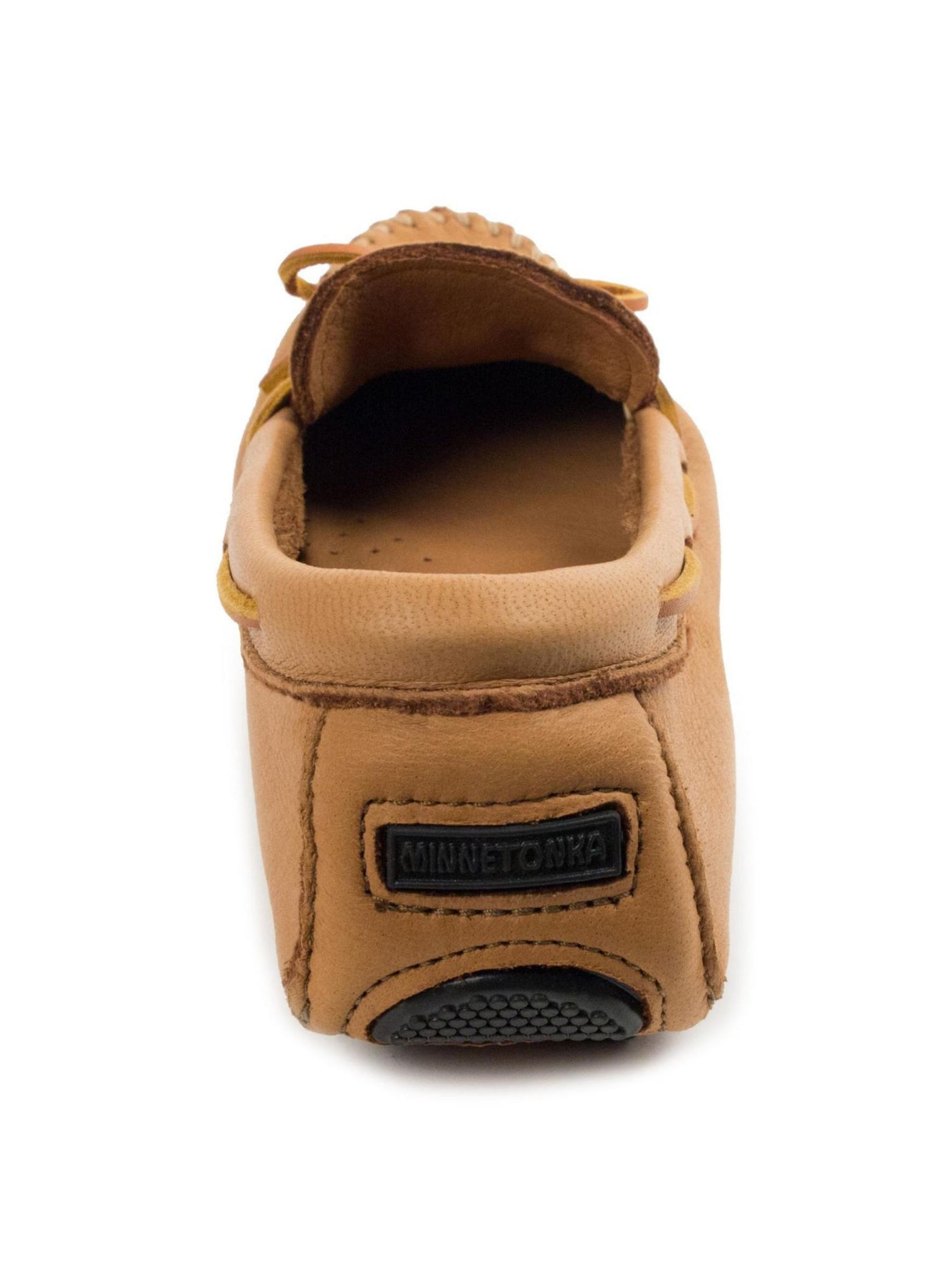 MINNETONKA Mens Beige Moccasin Driver Rawhide Bow Accent Cushioned Treaded Moose Round Toe Slip On Leather Loafers Shoes 8 M