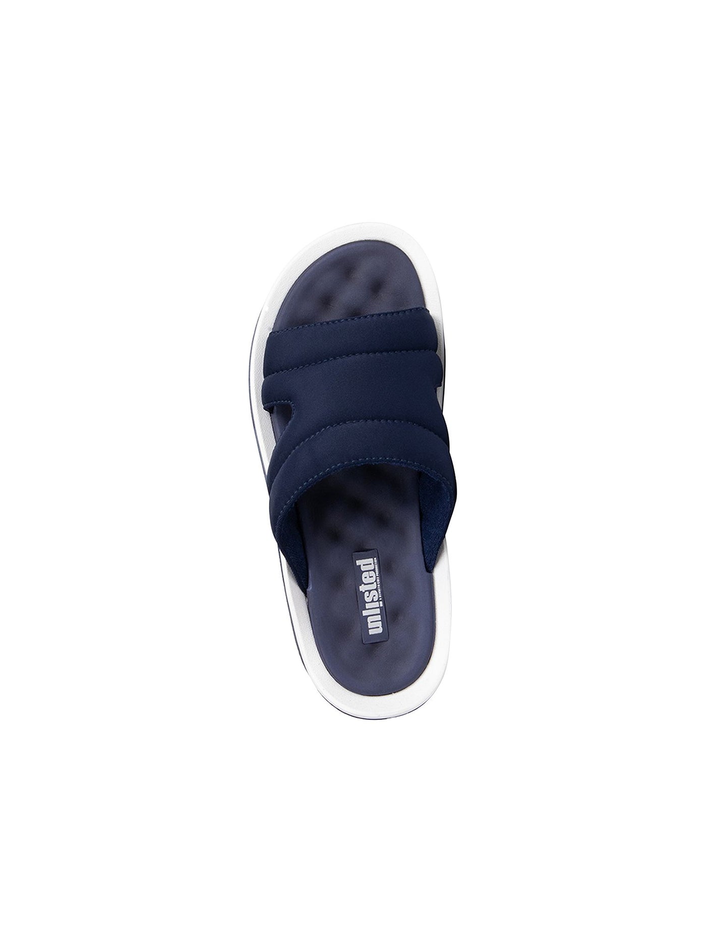 UNLISTED by KENNETH COLE Mens Navy Cut Out Quilted Quinn Round Toe Slip On Slide Sandals Shoes 9 M