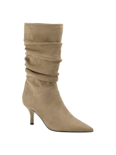 MARC FISHER Womens Beige Padded Ruched Manya Pointed Toe Stiletto Dress Slouch Boot 8 M