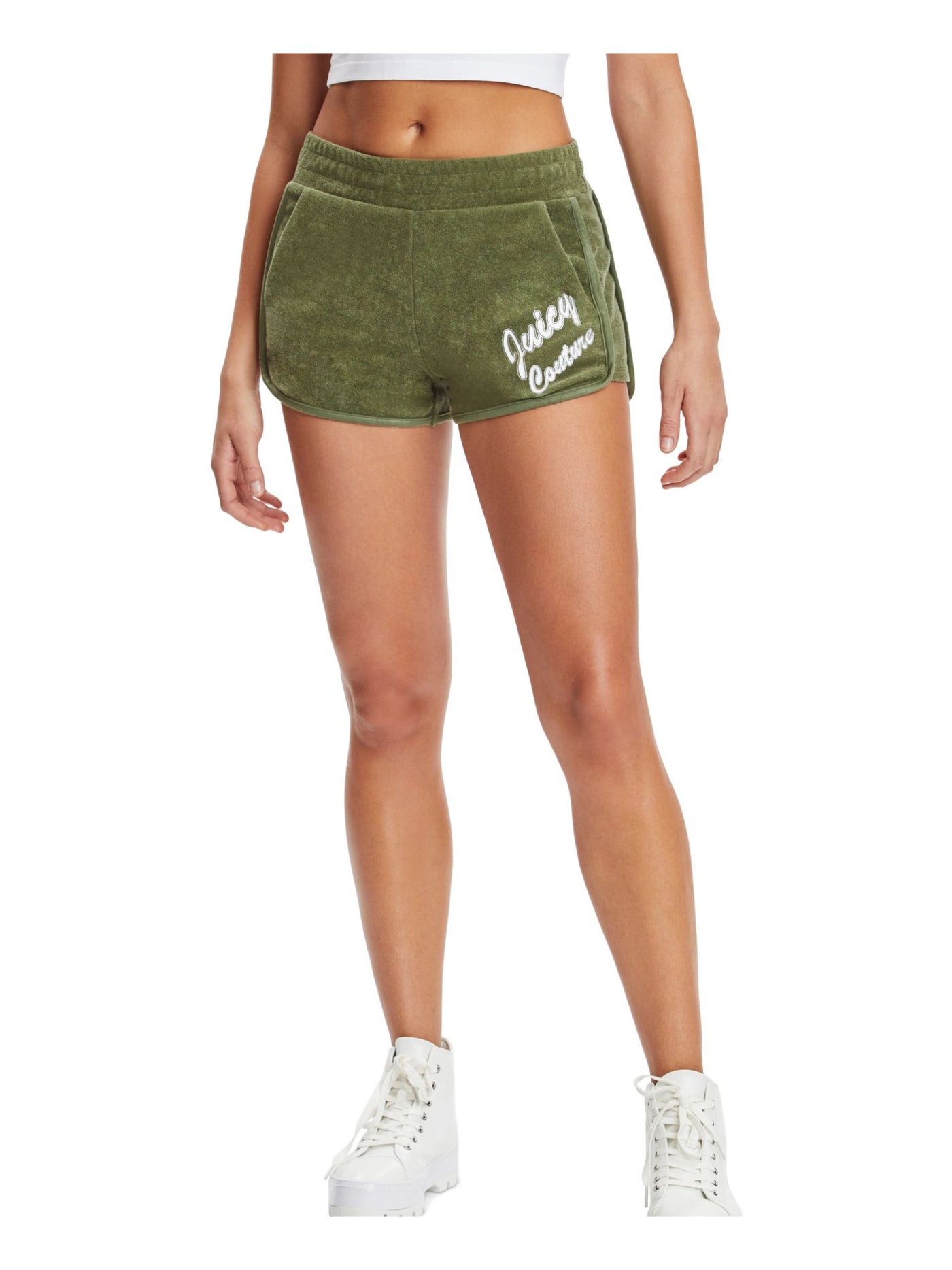 JUICY COUTURE Womens Green Pocketed Elastic Waist Pull-on Shorts S