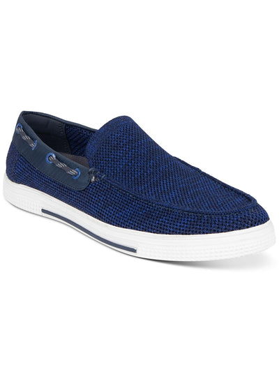 REACTION KENNETH COLE Mens Navy Heather Knit Moc Toe Cushioned Trace Round Toe Slip On Boat Shoes 10 M