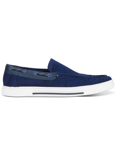 REACTION KENNETH COLE Mens Navy Heather Knit Moc Toe Cushioned Trace Round Toe Slip On Boat Shoes 8.5 M