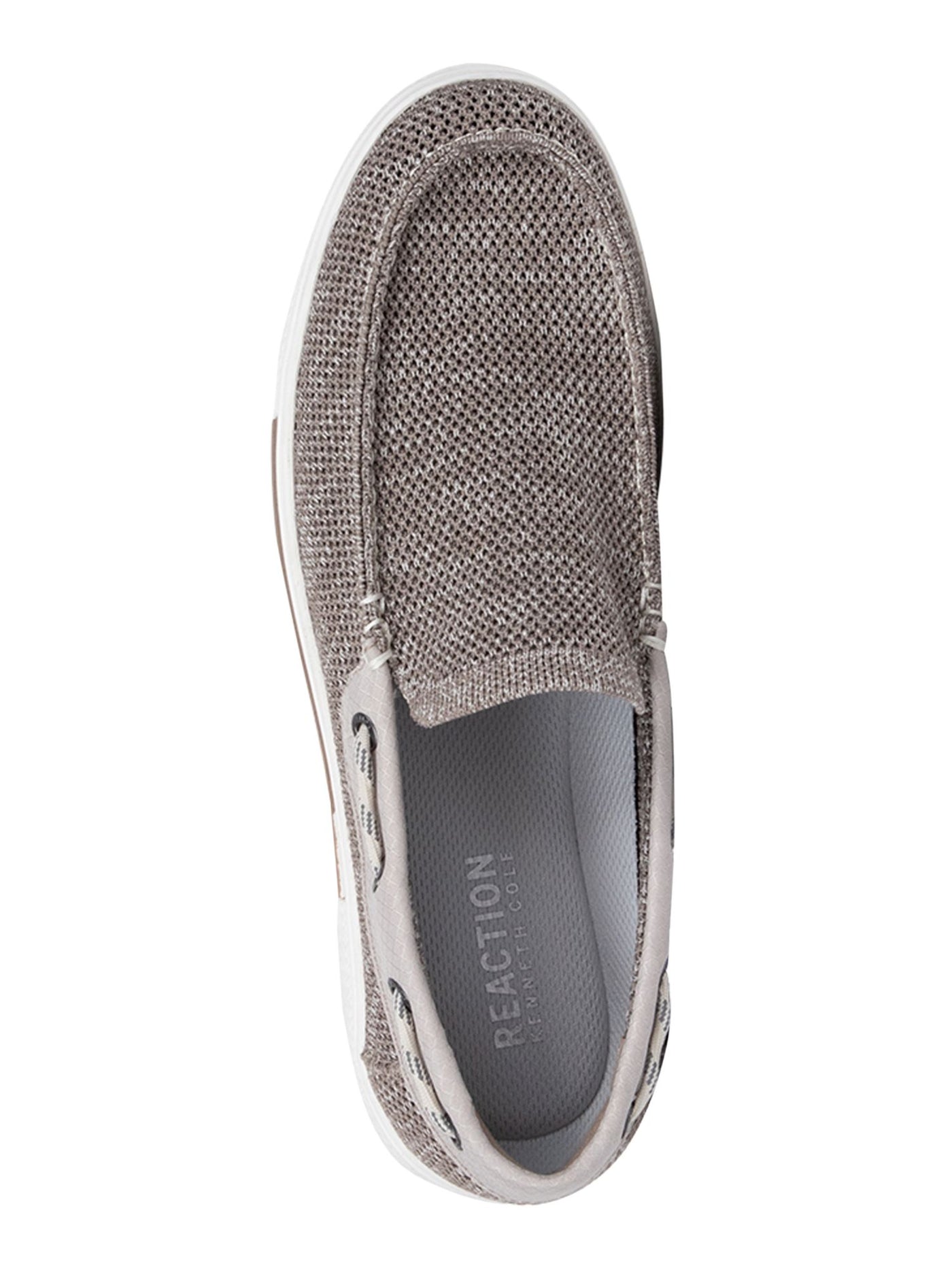 REACTION KENNETH COLE Mens Beige Heather Knit Moc Toe Cushioned Breathable Trace Round Toe Slip On Boat Shoes 8.5 M