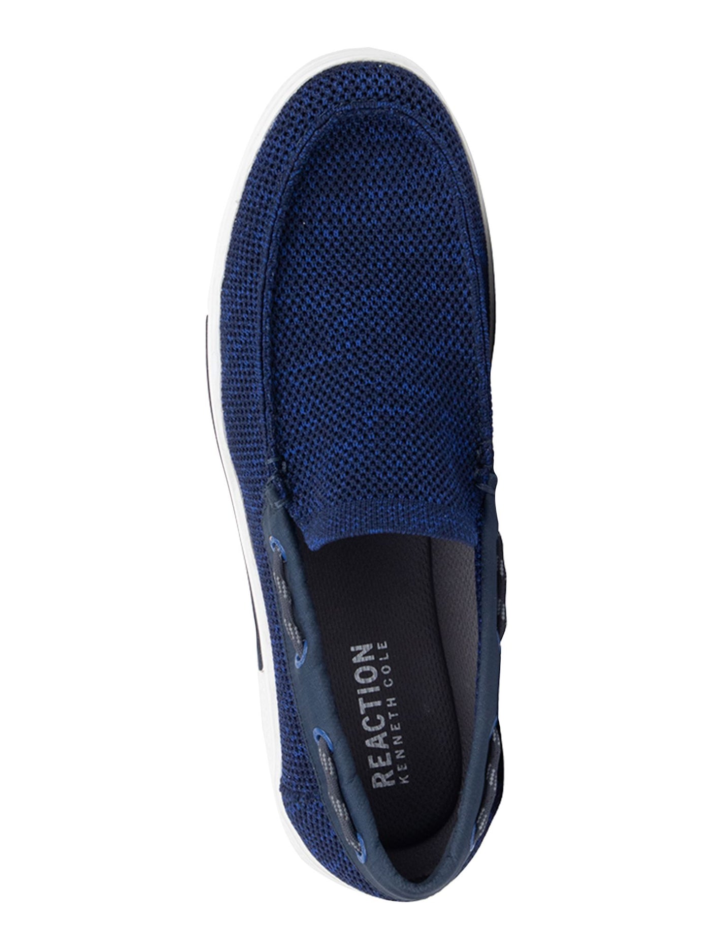 REACTION KENNETH COLE Mens Navy Heather Knit Moc Toe Cushioned Trace Round Toe Slip On Boat Shoes 8.5 M