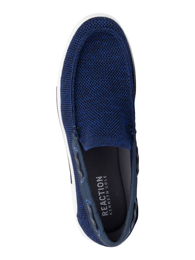 REACTION KENNETH COLE Mens Navy Heather Knit Moc Toe Cushioned Trace Round Toe Slip On Boat Shoes 10 M