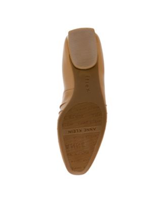 ANNE KLEIN Womens Beige Metallic Heel Elastic Heel Cushioned Pleated Calliope Almond Toe Slip On Dress Flats Shoes M