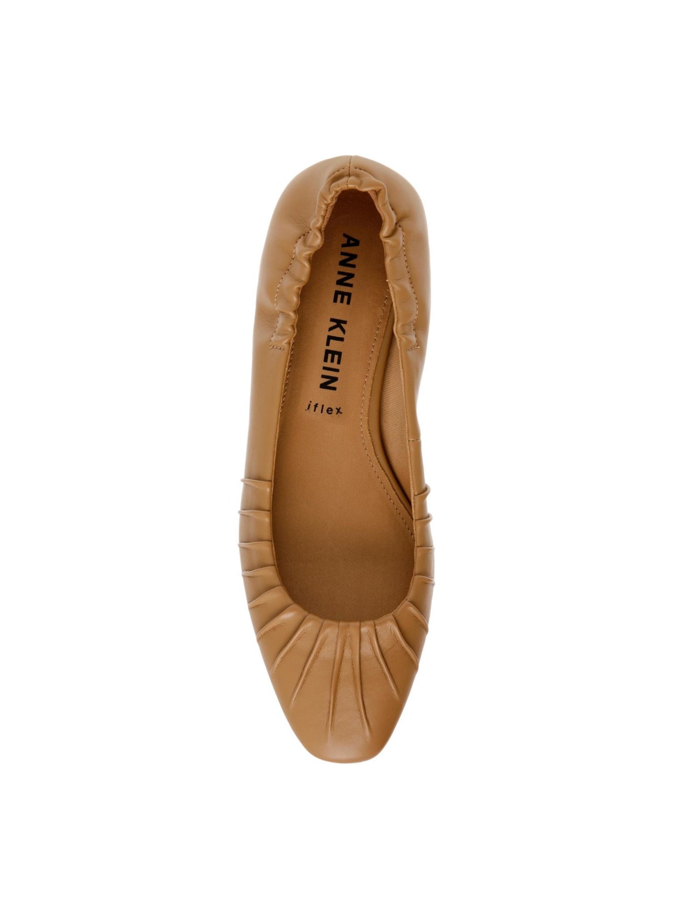 ANNE KLEIN Womens Beige Metallic Heel Elastic Heel Cushioned Pleated Calliope Almond Toe Slip On Dress Flats Shoes 8 M